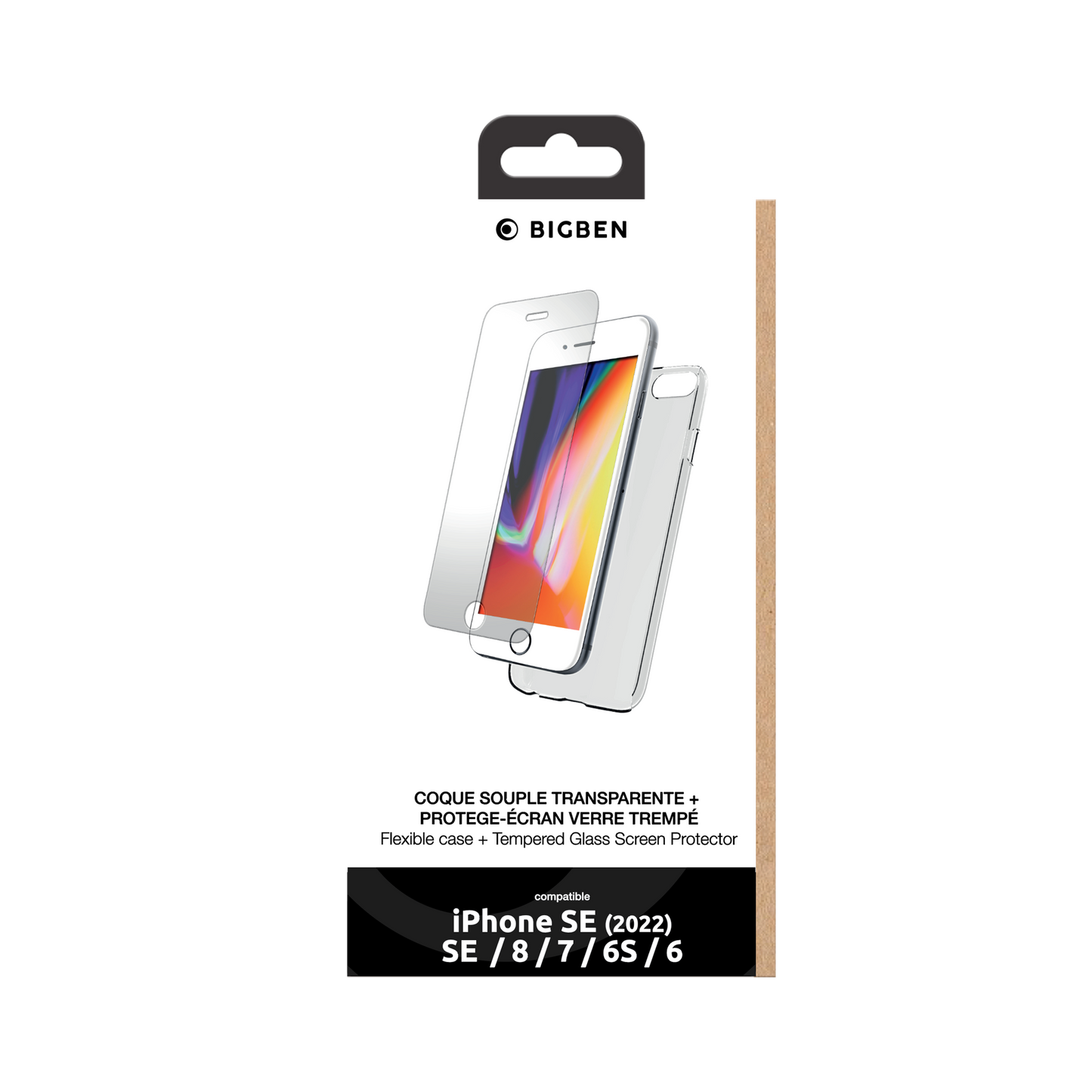 BIGBEN Pack: TPU Case + 2.5D Tempered Glass für iPhone SE 22/20/8/7
