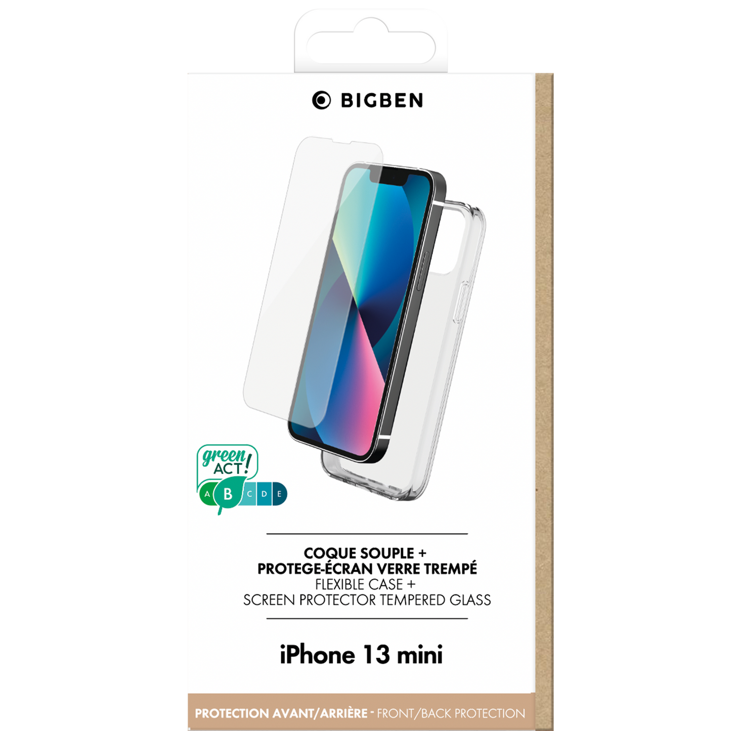 BIGBEN Pack: TPU Case + 2.5D Tempered Glass für iPhone 13 mini