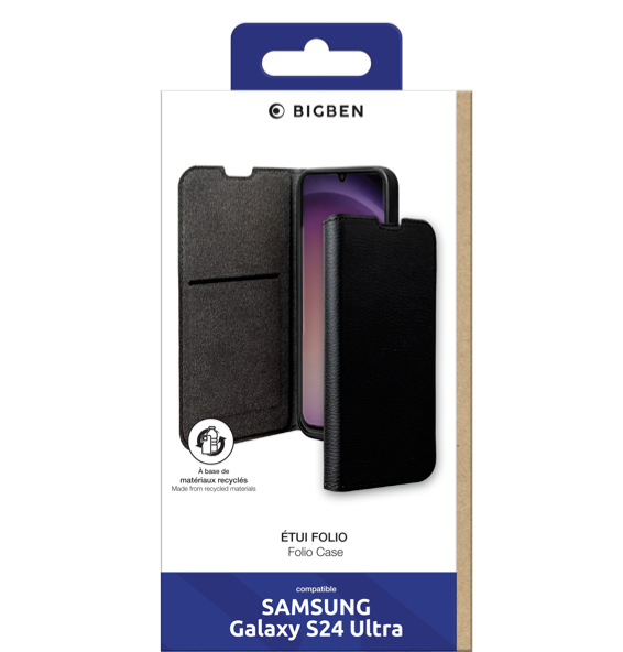 BIGBEN Wallet Folio Case Schwarz für Samsung Galaxy S24 Ultra