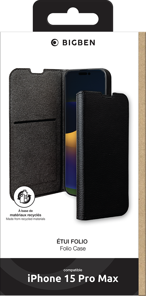 BIGBEN Wallet Folio Case Schwarz für iPhone 15 ProMax