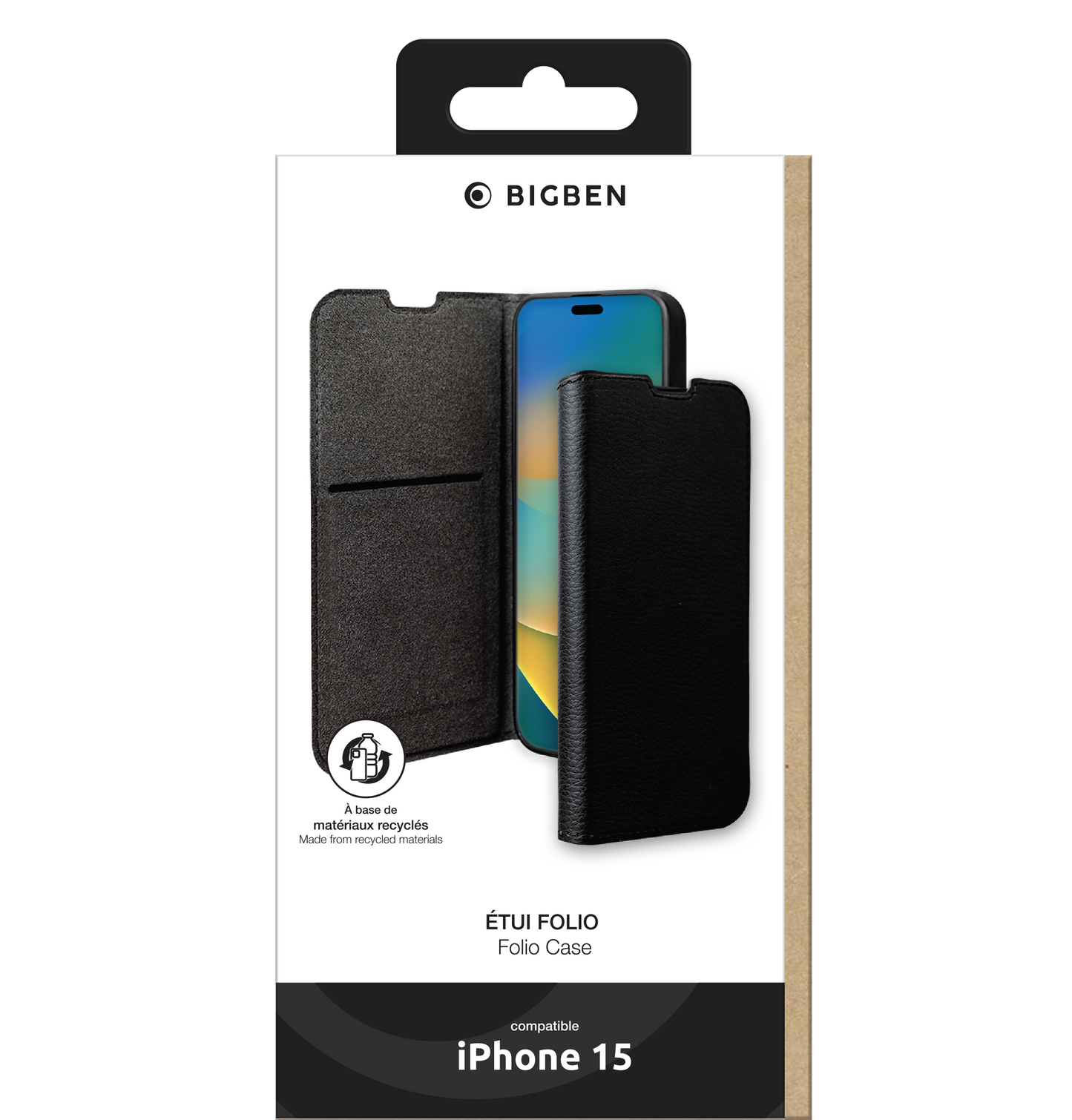 BIGBEN Wallet Folio Case Schwarz für iPhone 15