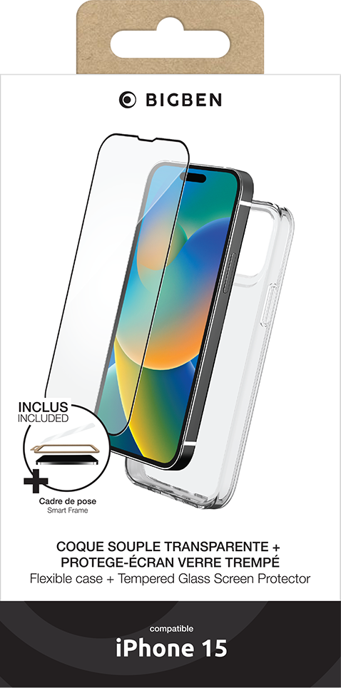 BIGBEN Pack: TPU Case + 2.5D Tempered Glass für iPhone 15