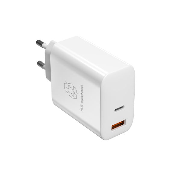 UPSTRÖM Cirkulär GaN-Tech 65W Duo Charger USB-C/-C