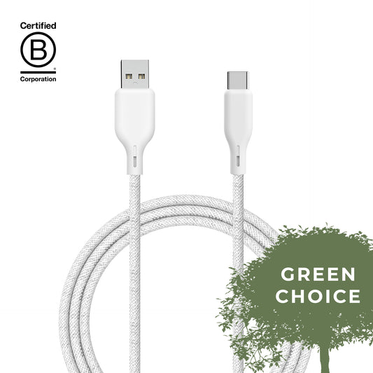 ËSSENTIALS Ladekabel 60W USB-A/USB-C 480Mbps Cable 100% Recycling Nylon white