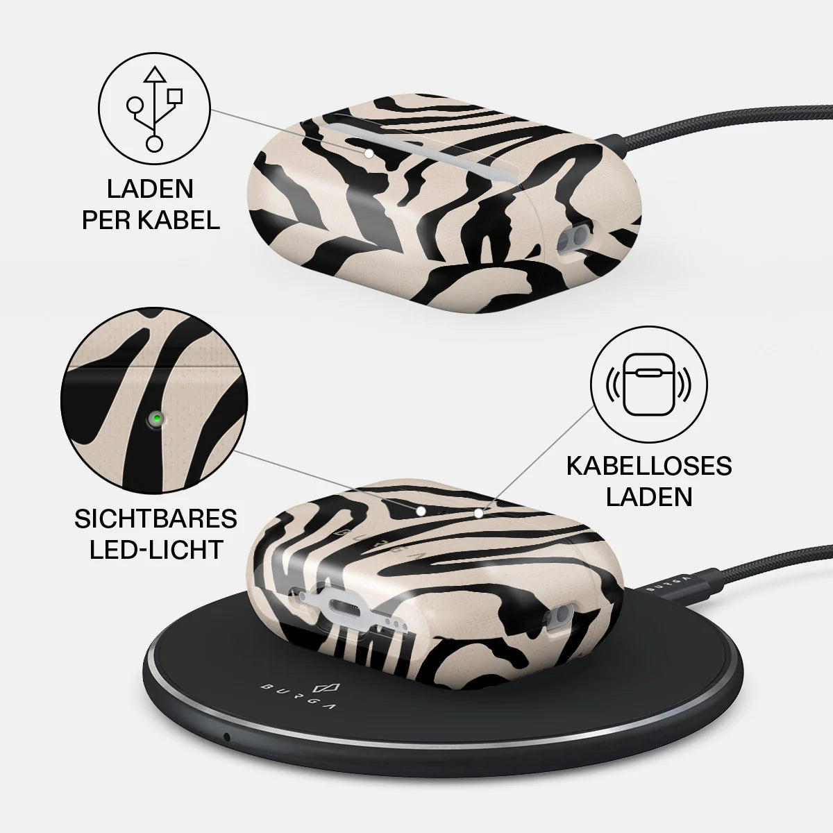 BURGA Airpod Case Imperial Zebra