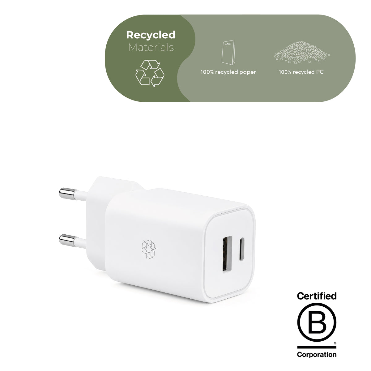ËSSENTIALS 65-W-Dual-USB-C-GaN-Ladegerät | 2 Anschlüsse