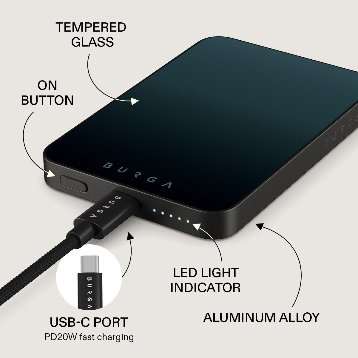 BURGA Magnetic Power Bank Black Hole