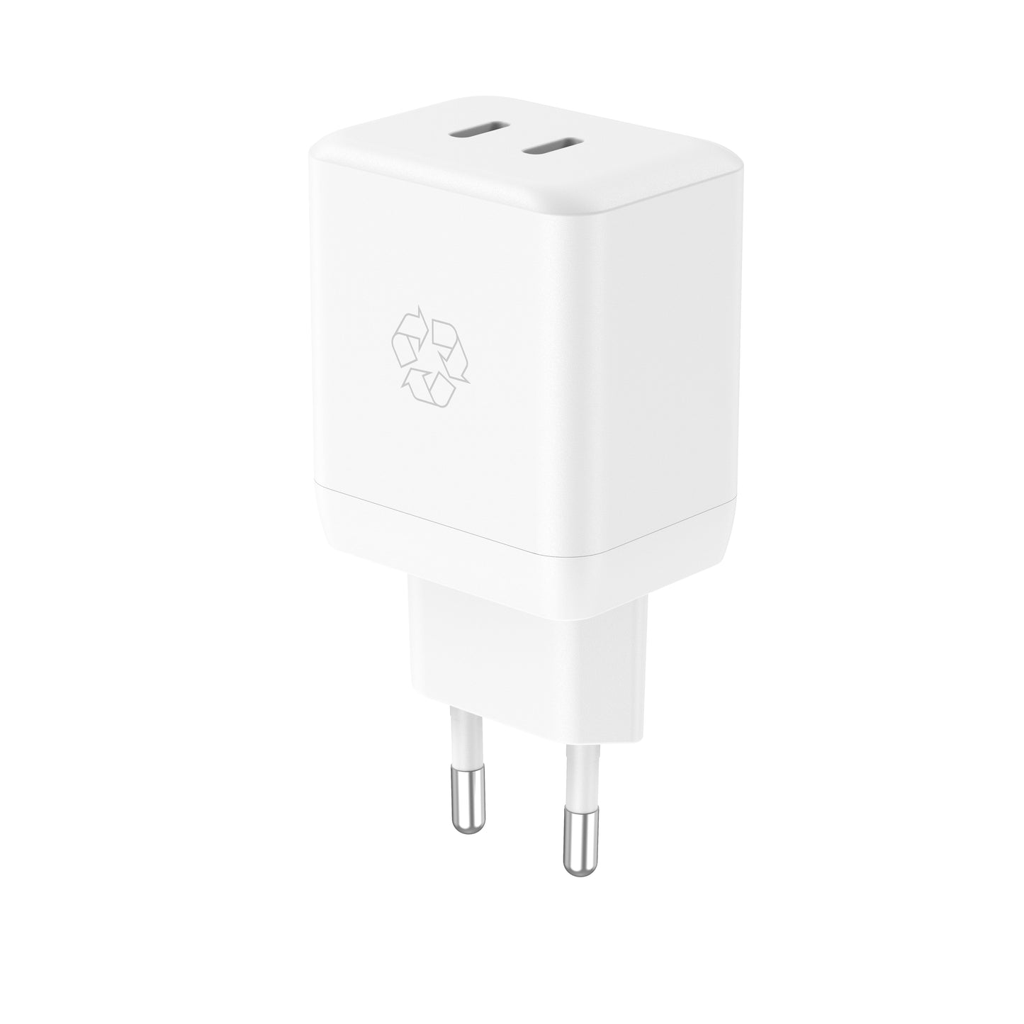 ËSSENTIALS 35W Dual USB-C GaN Charger 100% Recycling white