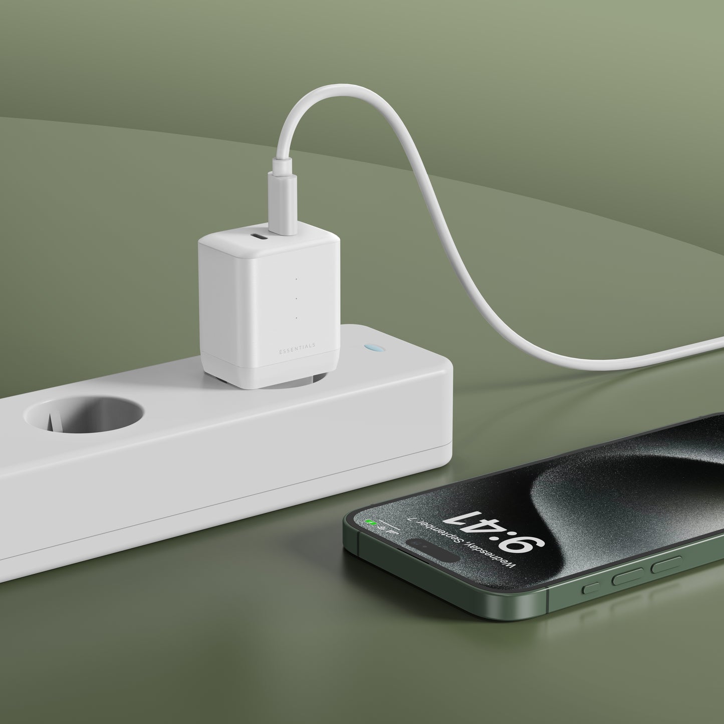 ËSSENTIALS 35W Dual USB-C GaN Charger 100% Recycling white
