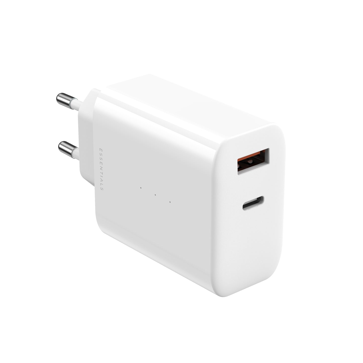 ESSENTIALS 65W USB-A/-C GaN Charger 100% Recycling white