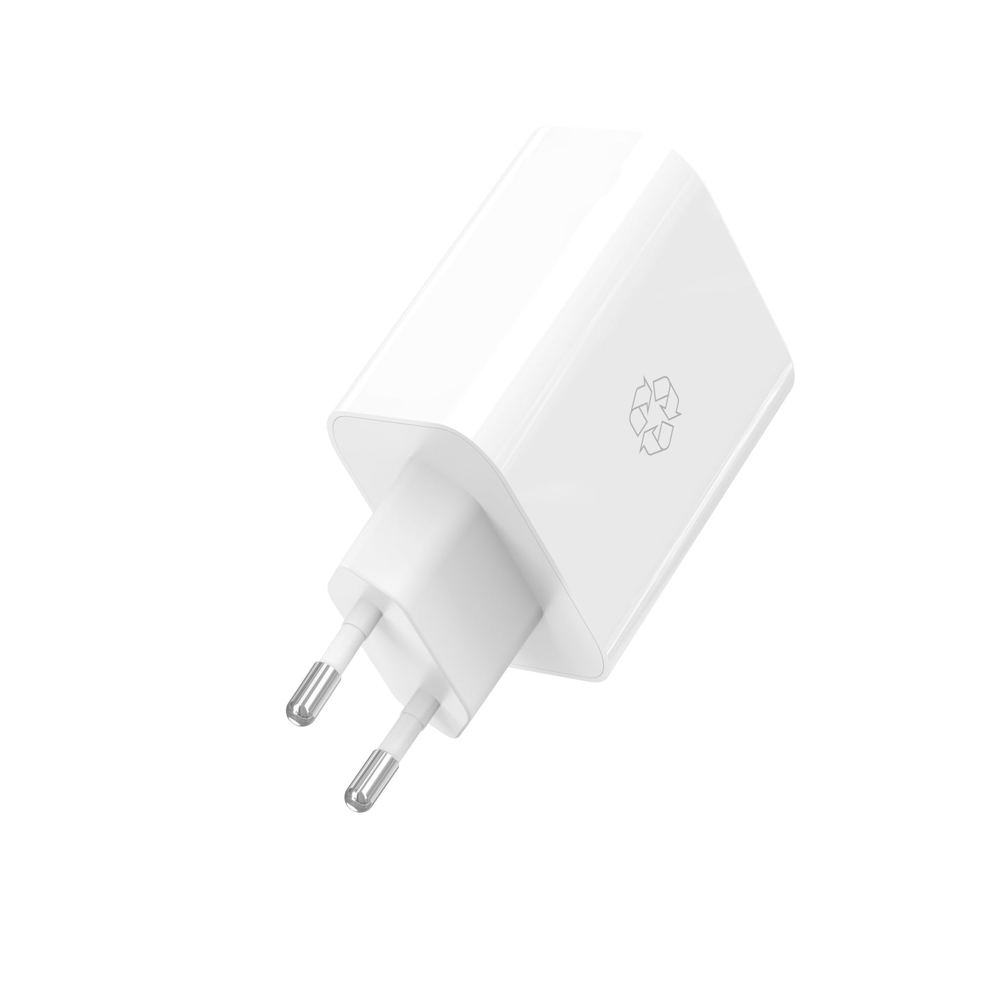 ESSENTIALS 65W USB-A/-C GaN Charger 100% Recycling white