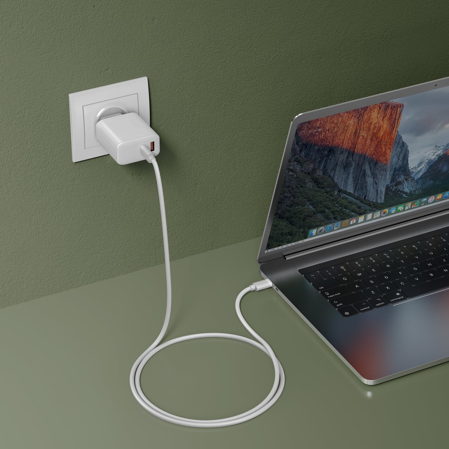 ESSENTIALS 65W USB-A/-C GaN Charger 100% Recycling white