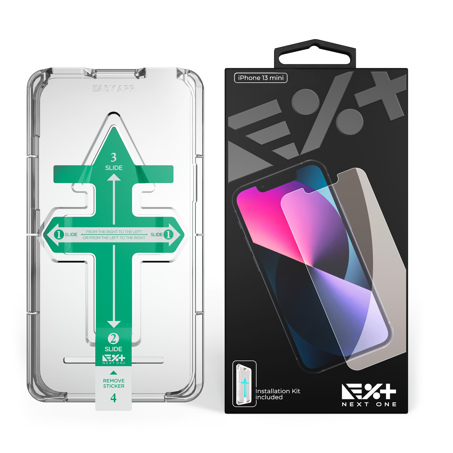 NEXT.ONE iPhone Tempered 2.5D Schutzglas mit Anbringhilfe - iPhone 13 mini